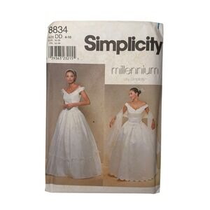 Simplicity 8834 Wedding Dress Pattern 4- 10 Millennium Off-Shoulder Gown Y2K